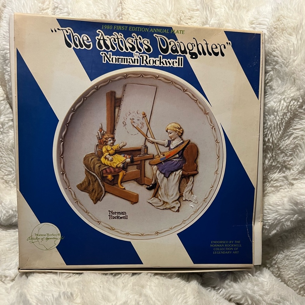 Norman Rockwell Blue and White Ceramic Plate - The Artist's Daughter